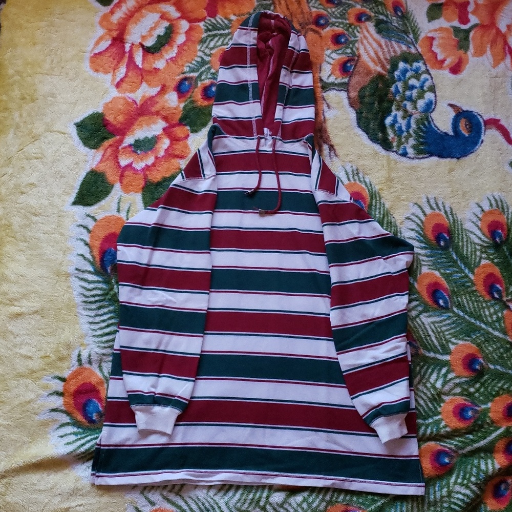 Striped Red and Green Hoodie Size XL